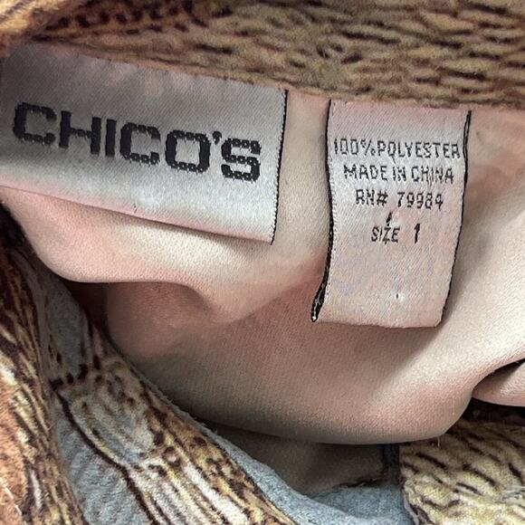 Chicos Womens Sz M Blouse Shirt Oriental Asian Women Geisha All Over Print Uniq - Picture 9 of 12